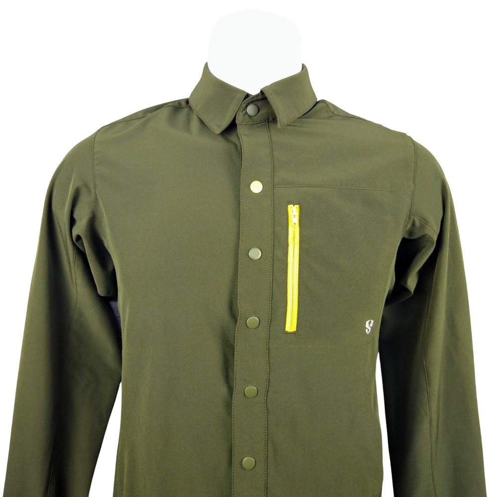 Stoic Button-Down Shirt Nikwax Water‎ Repellent Hiking Outdoor Olive Green S